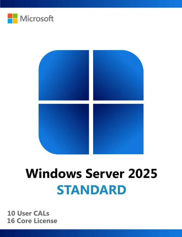 Microsoft Windows Server 2025 Standard avec 10 CAL utilisateur - Licence 16 cœurs