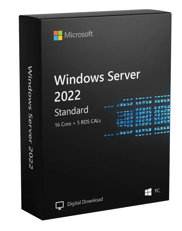 Microsoft Windows Server 2022 Standard: 16 núcleos + 5 CAL de RDS