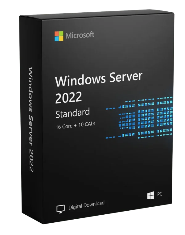 Microsoft Windows Server 2022 Standard: 16 núcleos + 10 CAL