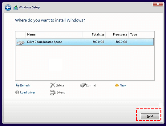 Select the Windows 11 installation partition