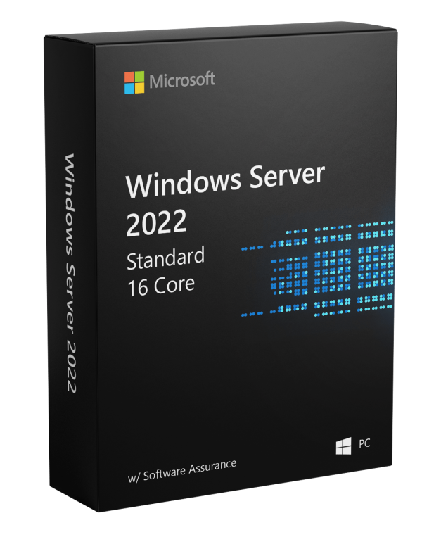 Microsoft Windows Server 2022 Standard: licencia de 16 núcleos con Software Assurance