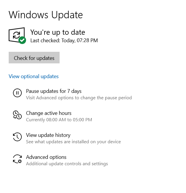 Navigate to Windows Update to update Intel drivers