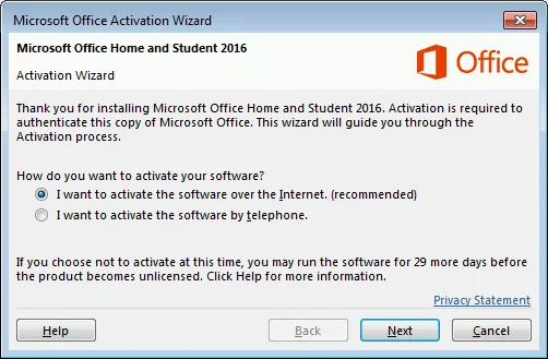 Microsoft Office Activation Wizard