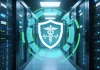 Windows Server 2022 protecting healthcare data in a secure data center.